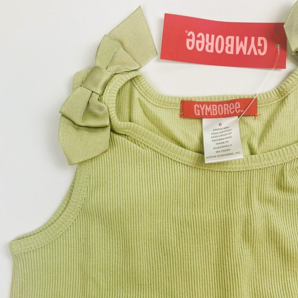 NWT Gymboree Girl Hibiscus Bike Short & Shoulder Bow Rib Tank Size 6 - Picture 4 of 5
